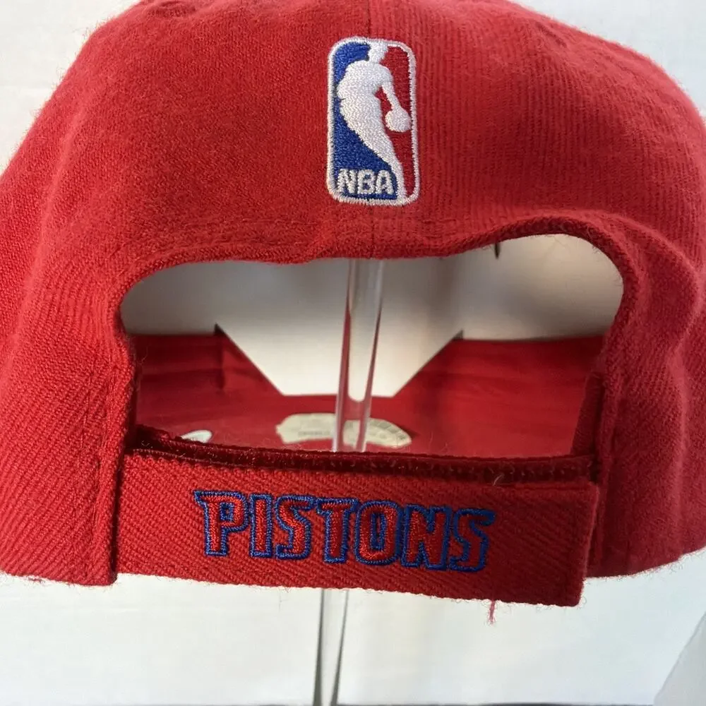 Reebok Detroit Pistons Hat Baseball Cap Hook And Loop Adjustable Red Wool Blend